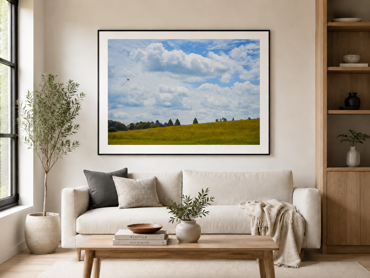 Kite Day — Father and Son print displayed in a minimal living room